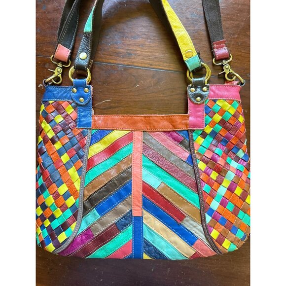 Handbags - Ameri Leather Colorful Handbag Patchwork Quilted Look Boho Woven